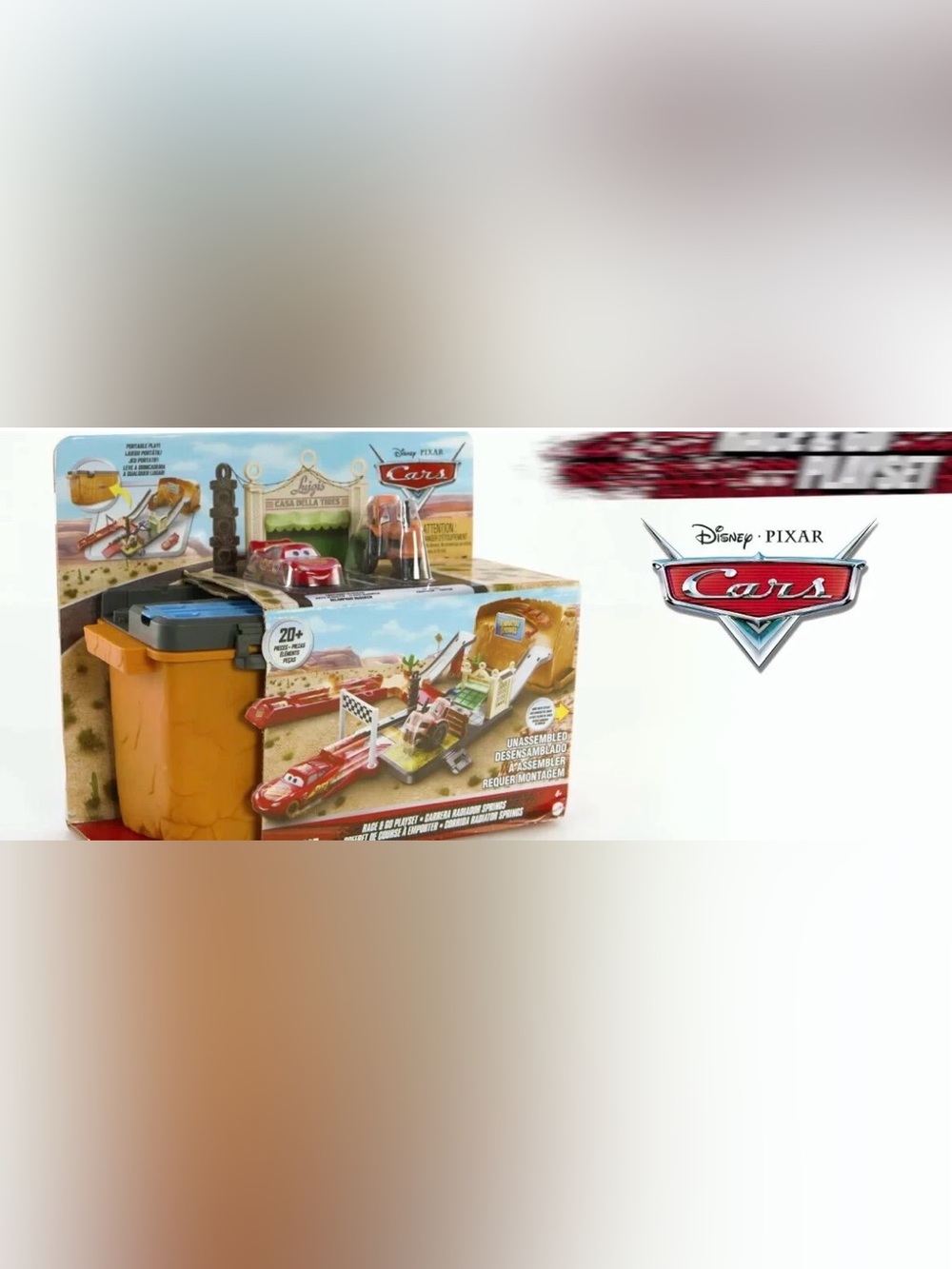 Disney Pixar Cars portable Race & Go Playset with Storage Tub. New